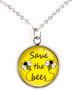 Domed “Save The Bees” Pendant Necklace